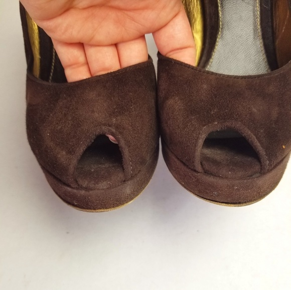 Vintage Prada Brown Suede Open Toe Shoes H… - Picture 6 of 8
